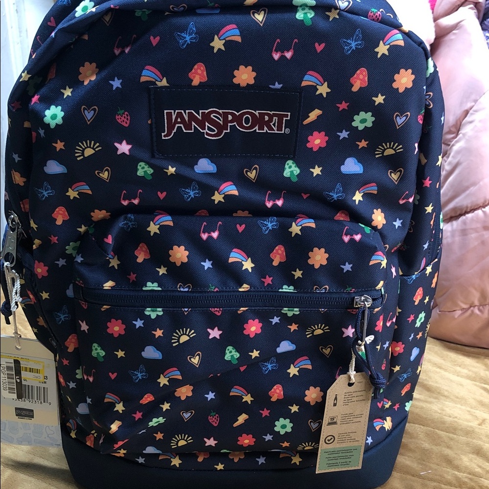 Jansport Kids' Navy Backpack with Colorful Icons